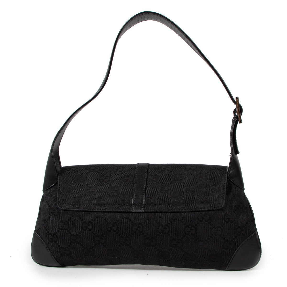 Gucci by Tom Ford Abbey Black GG Canvas Vintage Shoulder Bag