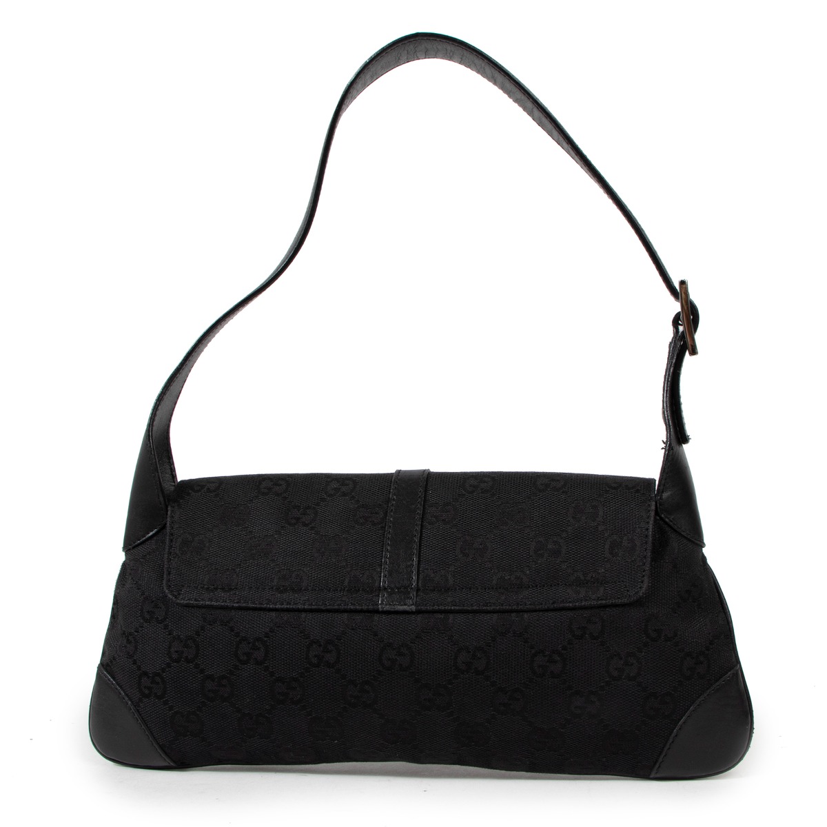 GUCCI TOM FORD Vintage black GG monogram calf hair GG embossed flap  underarm bag