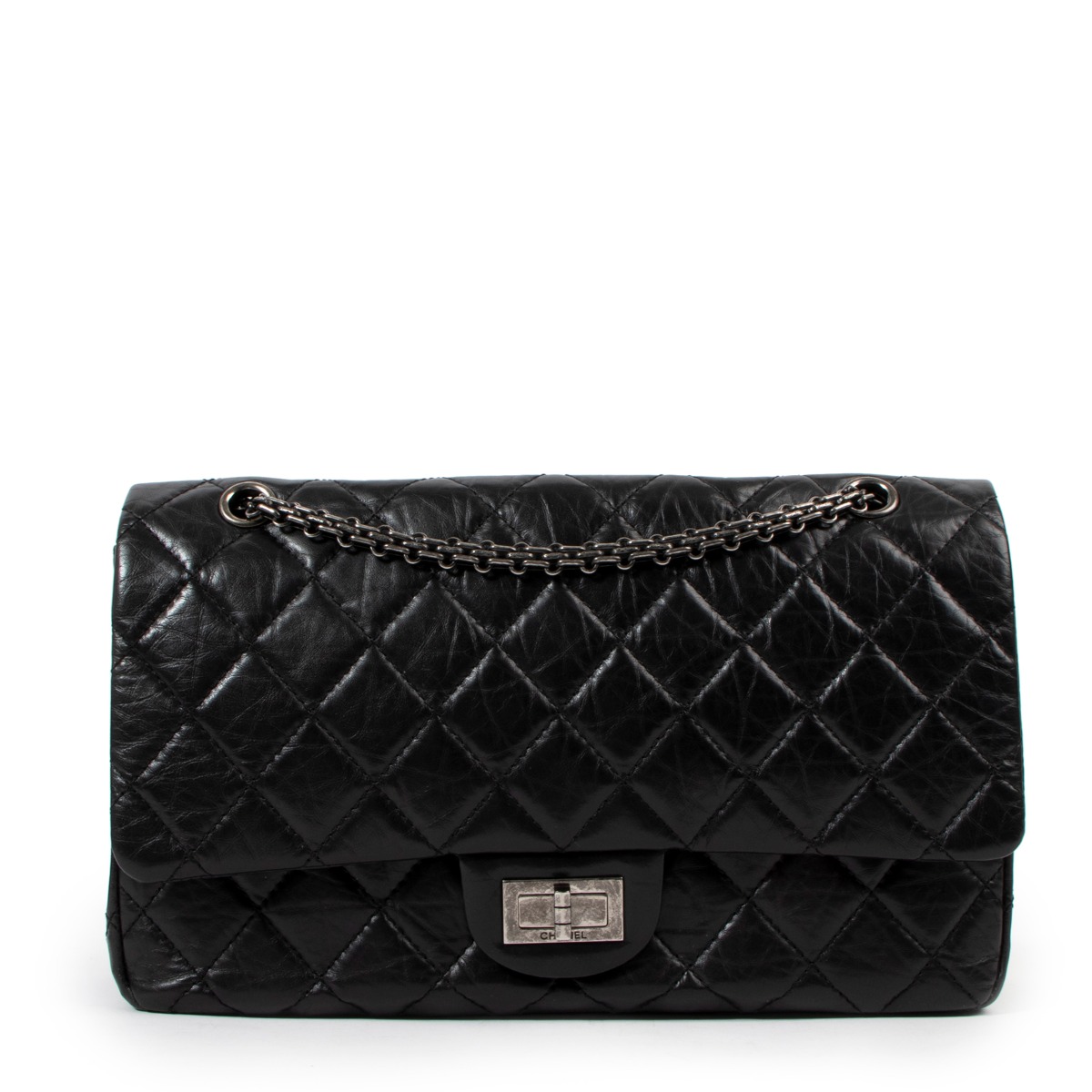 Chanel Maxi 2.55 Black Aged Calfskin Bag Labellov Buy and Sell Authentic  Luxury