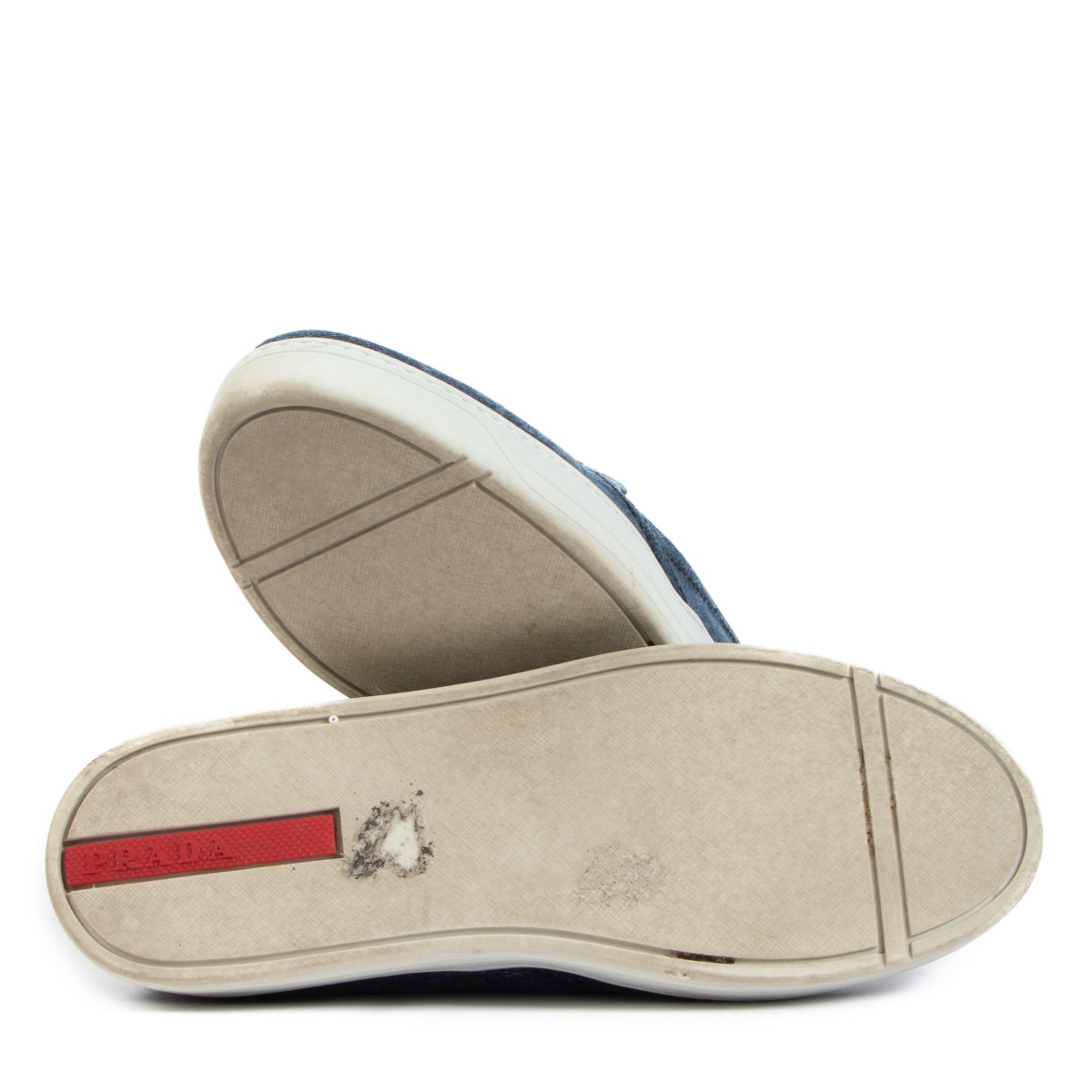 Prada Linea Rossa Blue Denim Slip On Sneakers - Size 36