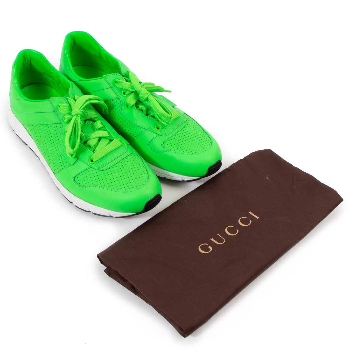 Gucci Neon Sneaker Sandals Gucci Neon Green Leather Sneakers Size