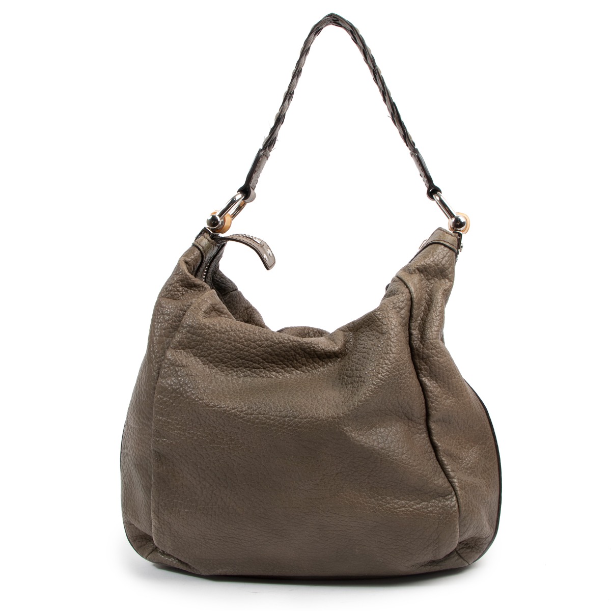 Gucci Khaki Leather Bamboo Shoulder Bag ○ Labellov ○ Buy
