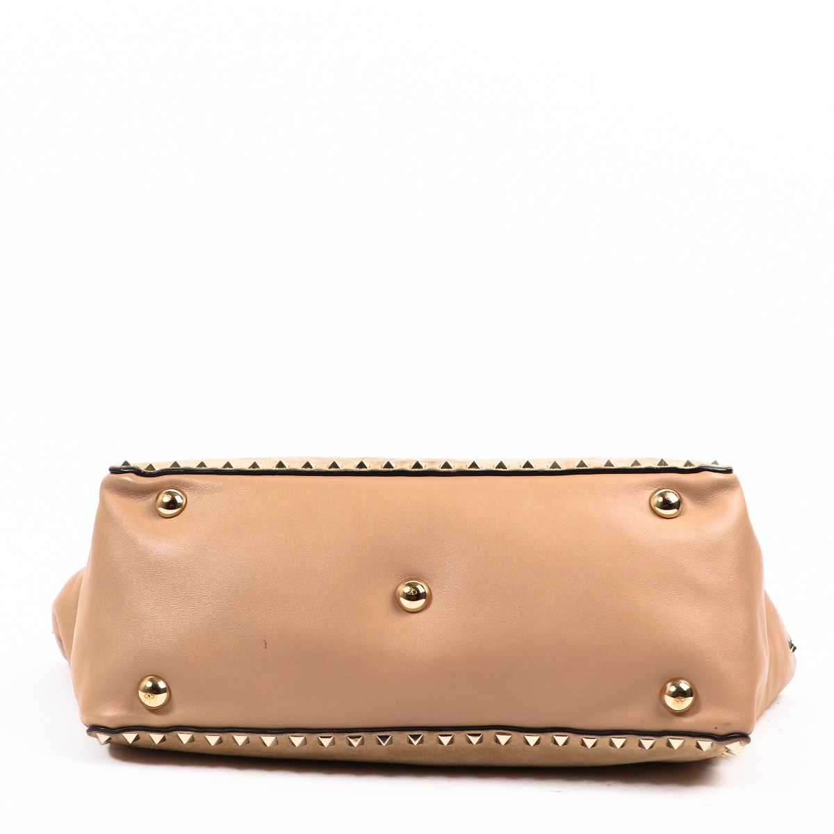 Valentino Garavani Beige Suede Rockstud Tote Bag ○ Labellov