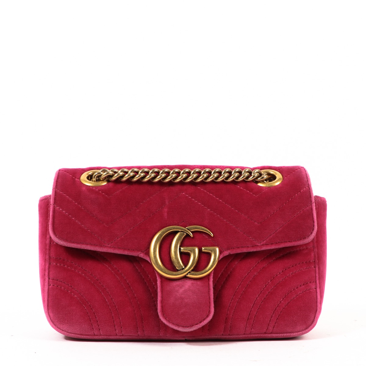 Gucci Pink Velvet GG Marmont Mini Shoulder Bag Labellov Buy