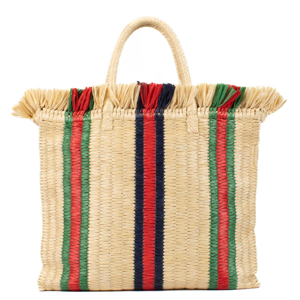Gucci Multicolor Raffia Linen Web Cestino Tote Bag Labellov Buy and Sell Authentic Luxury