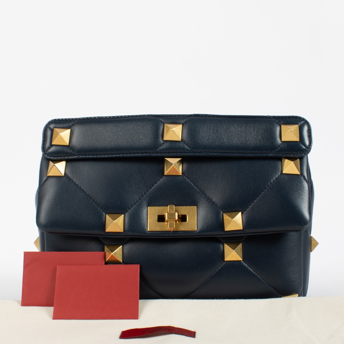 Valentino Garavani Blue Large Roman Stud Bag ○ Labellov