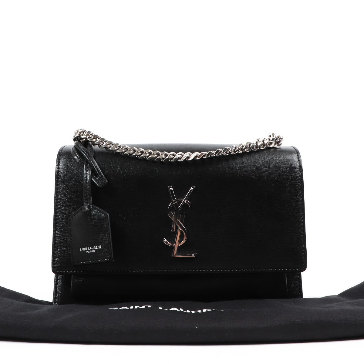 Saint Laurent Black Sunset Medium Chain Bag ○ Labellov