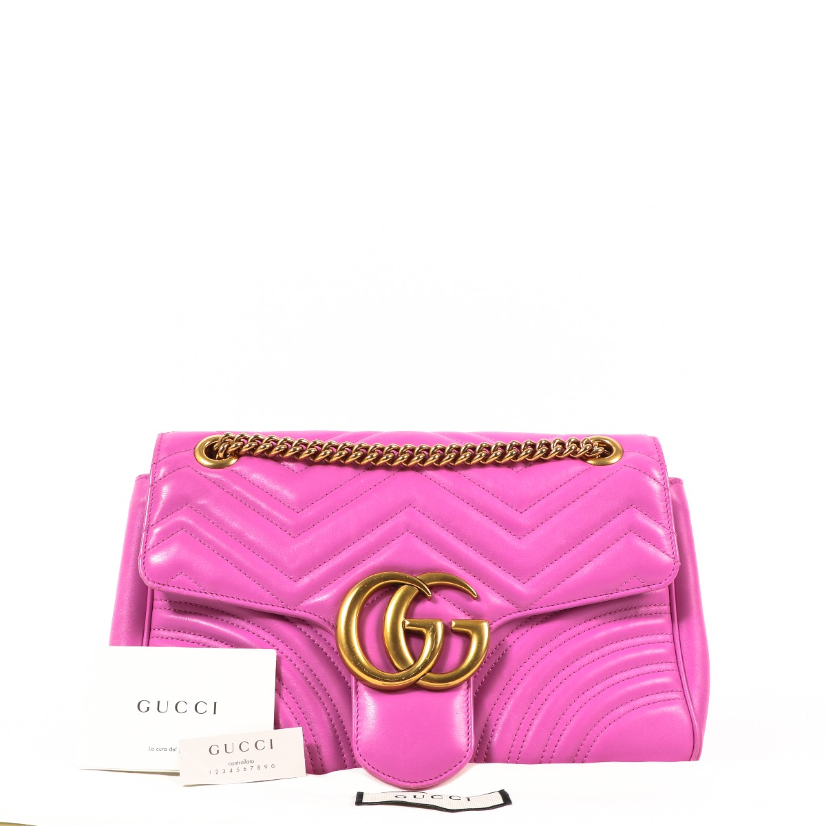 Gucci Pink Matelass Leather Medium GG Marmont Bag Labellov