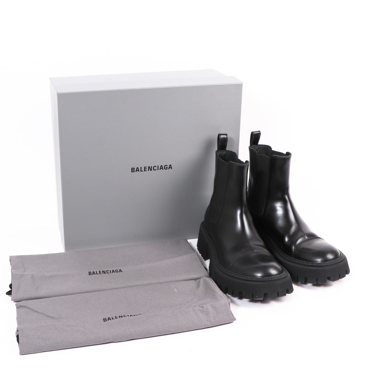 Balenciaga Tractor Leather Chelsea Boots Size 40 Labellov