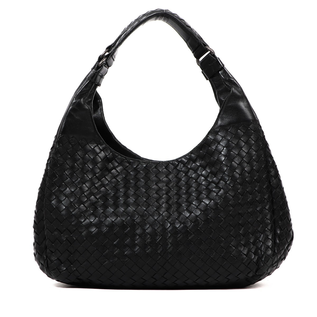 Bottega Veneta Black Intrecciato Campano Medium Hobo Bag