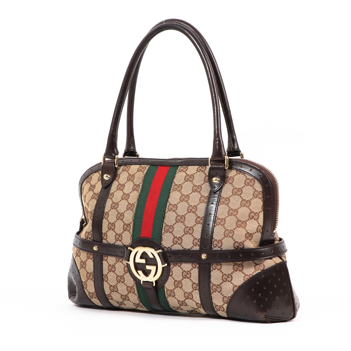 Gucci Interlocking G Web GG Canvas Reins Shoulder Bag