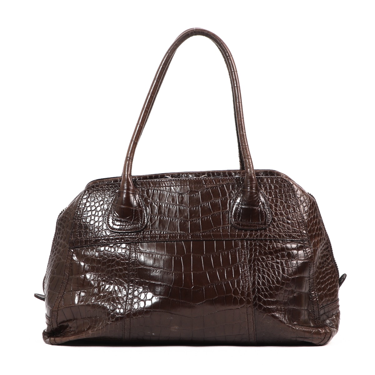 Prada Brown Crocodile Embossed Shoulder Bag Labellov Buy and Sell Authentic Luxury