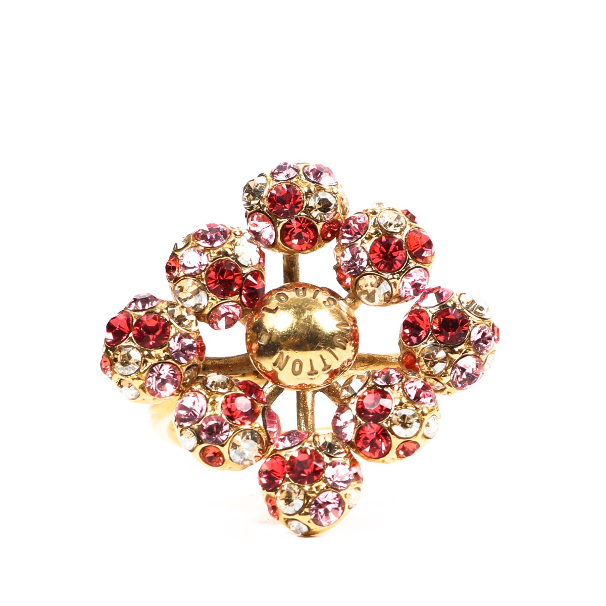 Louis Vuitton Gold Pink Crystal Ring - Size 50 ○ Labellov ○ Buy 