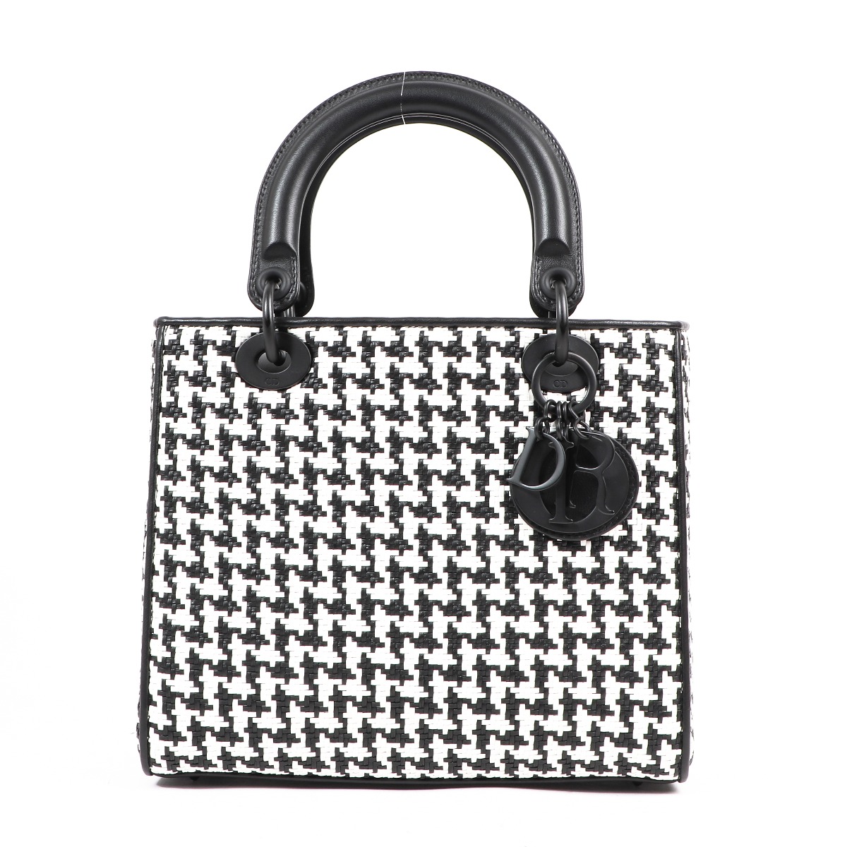Christian Dior Lady Dior Medium Woven Houndstooth Sheepskin Bag
