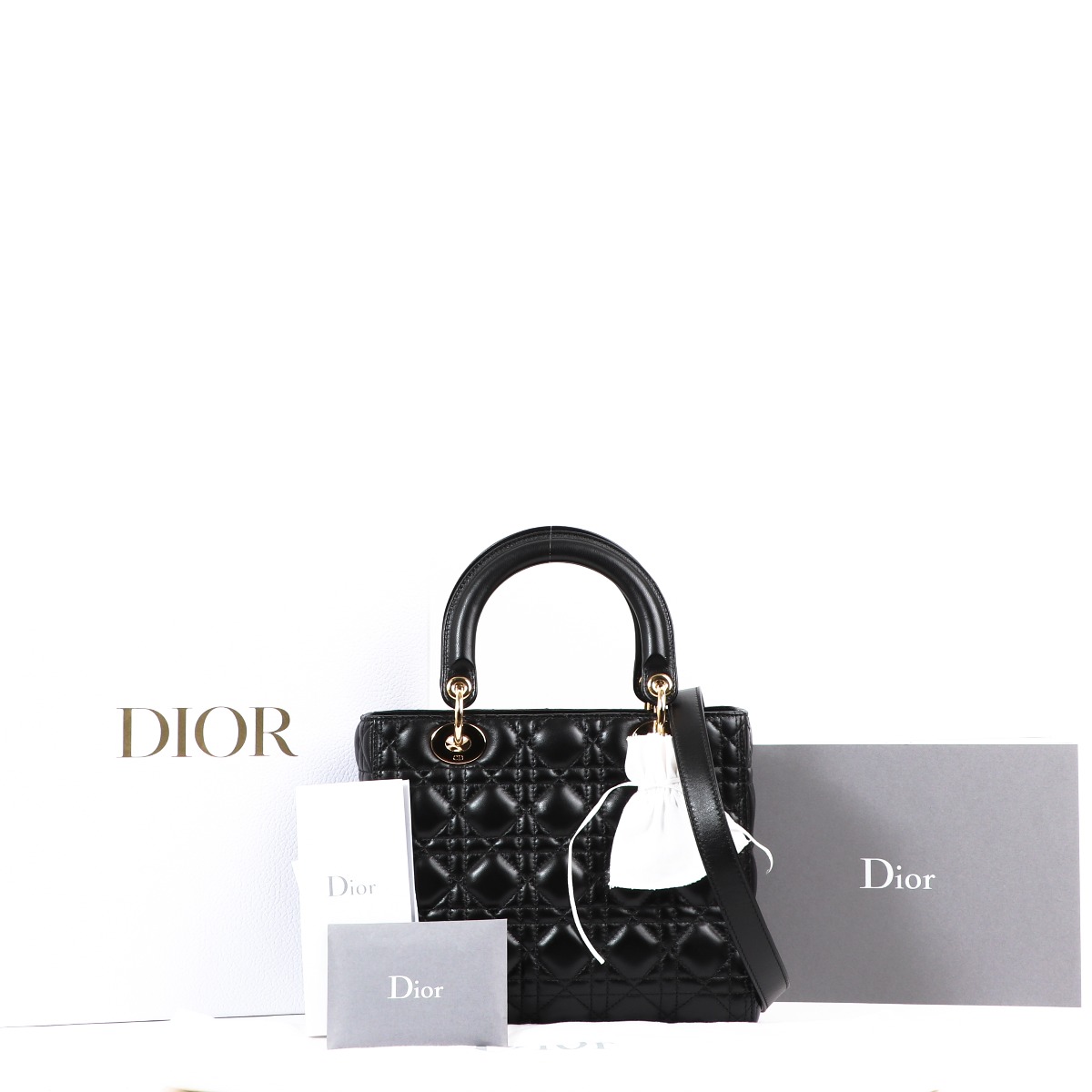 【ヴィンテージ】Rank:S☆Dior Black Large Cannage バック Christian Dior Denim Cannage Large Shopping Tote Black