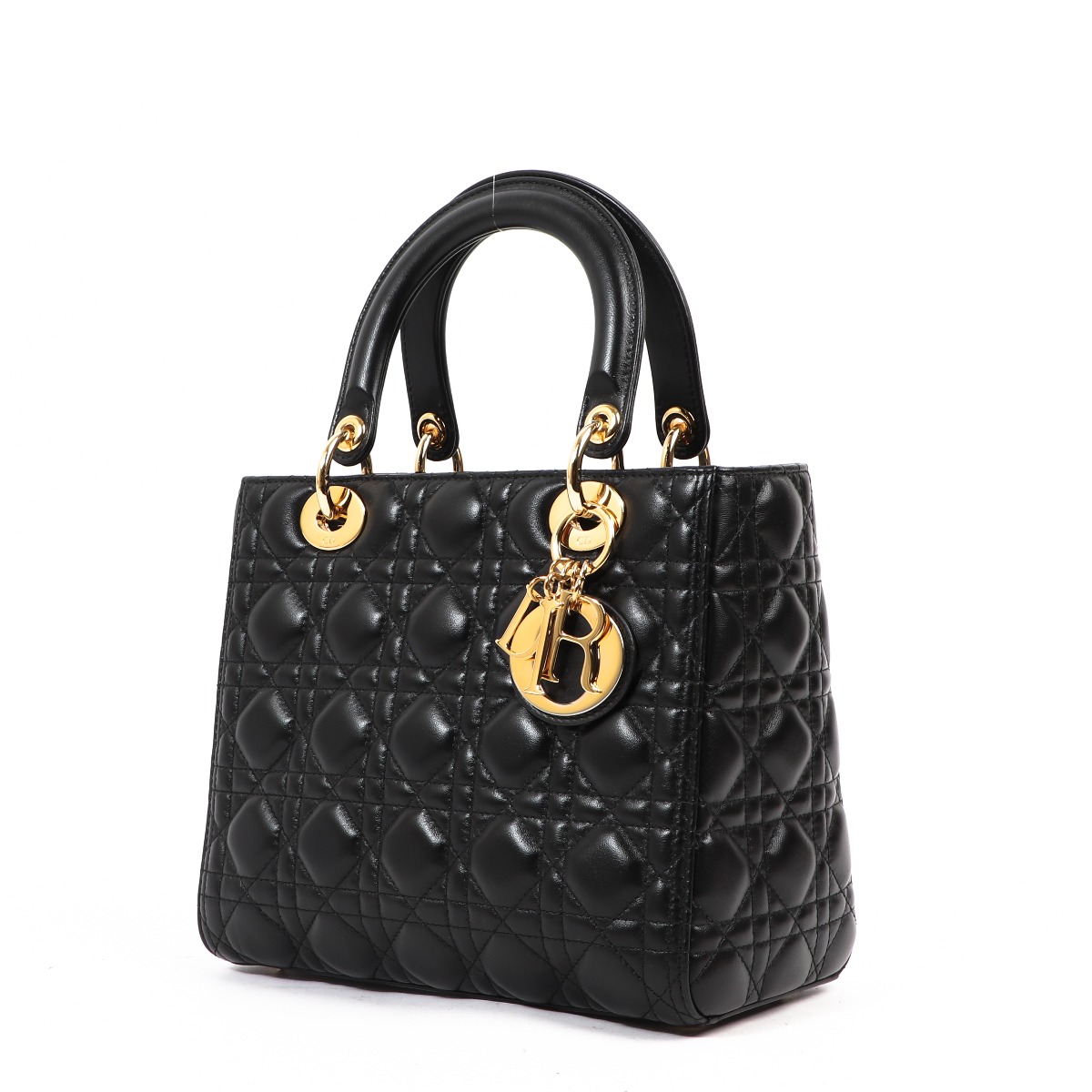 Christian Dior Black Medium Lady Dior Cannage Lambskin