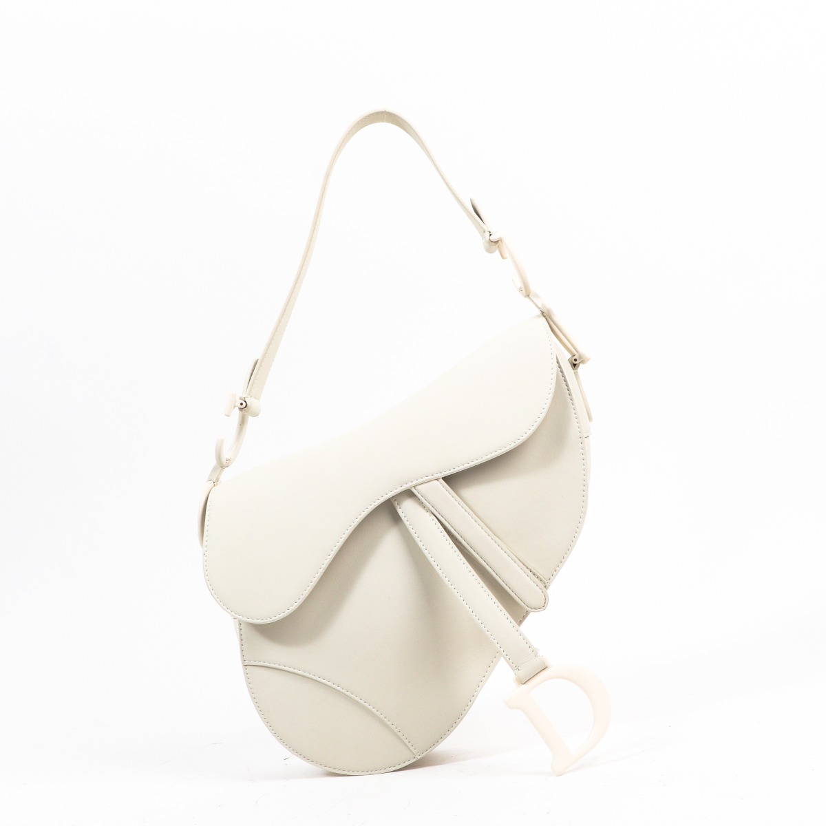 Christian dior white leather saddle bag sales