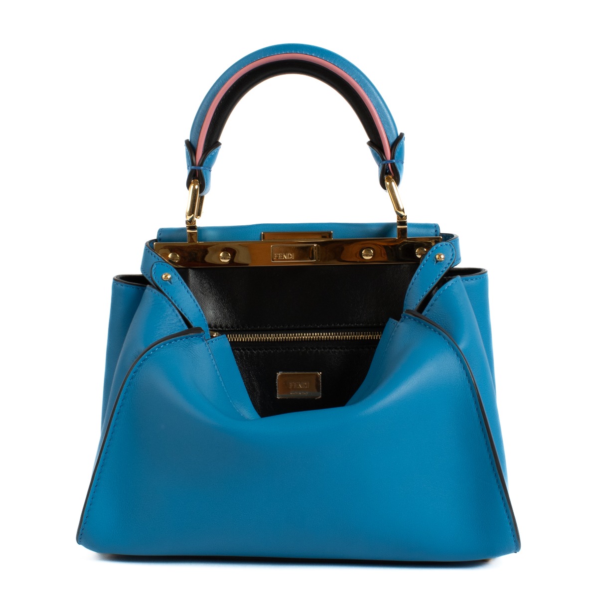 Fendi Royal Blue Leather Mini Peekaboo Bag with Cover