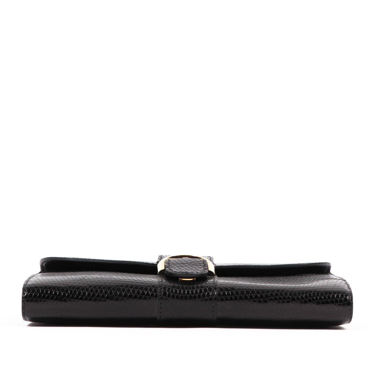 Delvaux Black Lizard Brillant Long Wallet Chain ○ Labellov