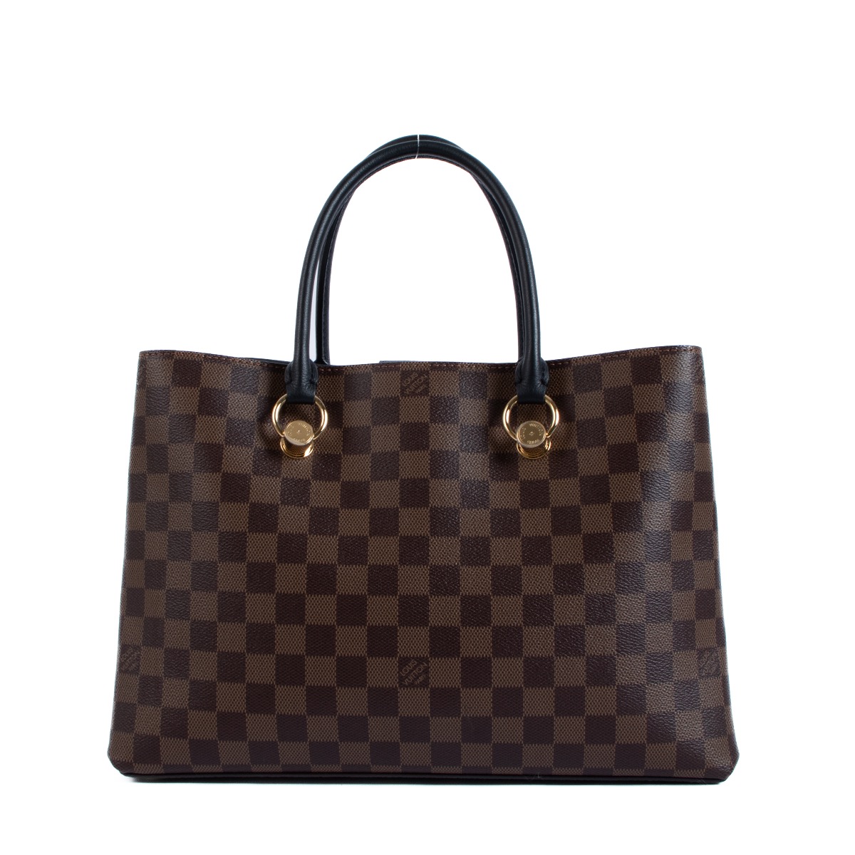 Authentic Louis Vuitton Damier Ebene Canvas with Brown Leather Riversi –  Paris Station Shop