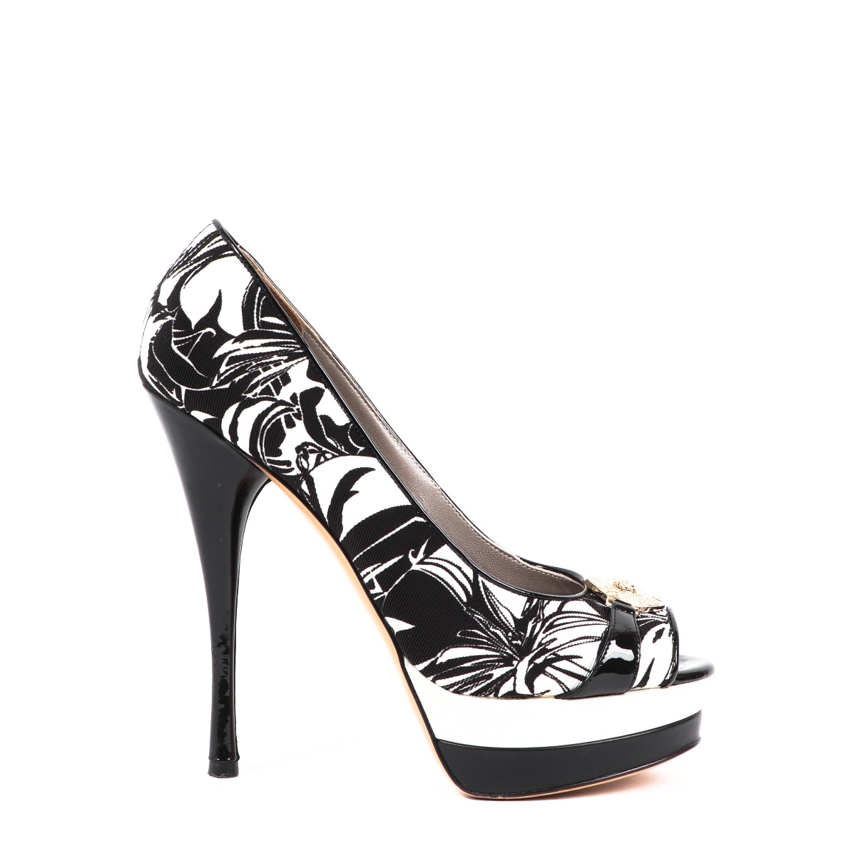 Versace heels sale black and white