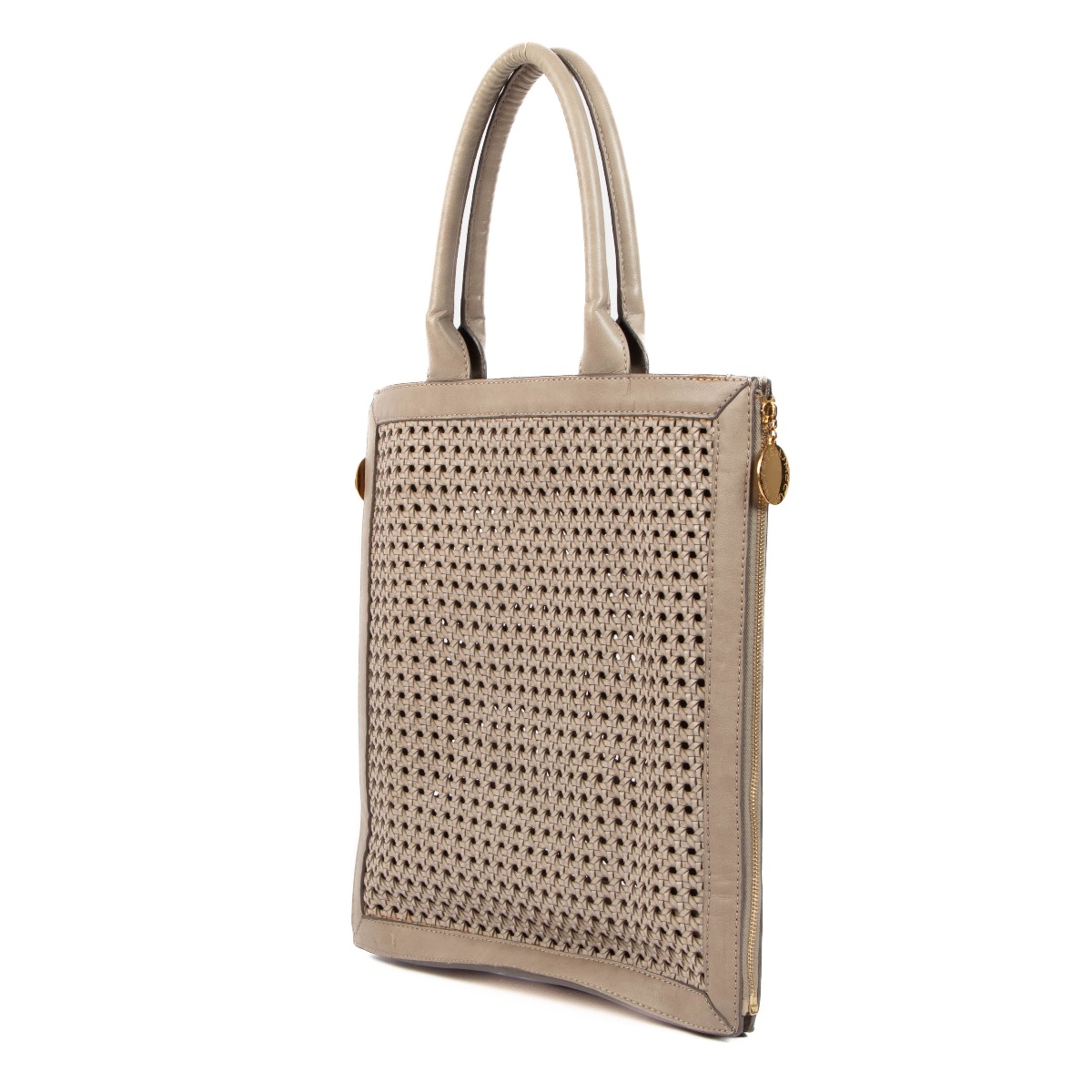 Stella McCartney Grey Woven Faux Leather Tote Bag