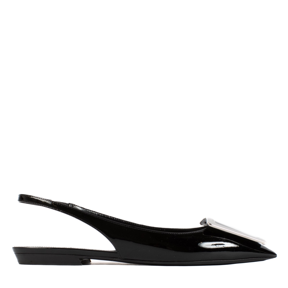 Saint Laurent Black Patent Leather Maxine Slingback Flats