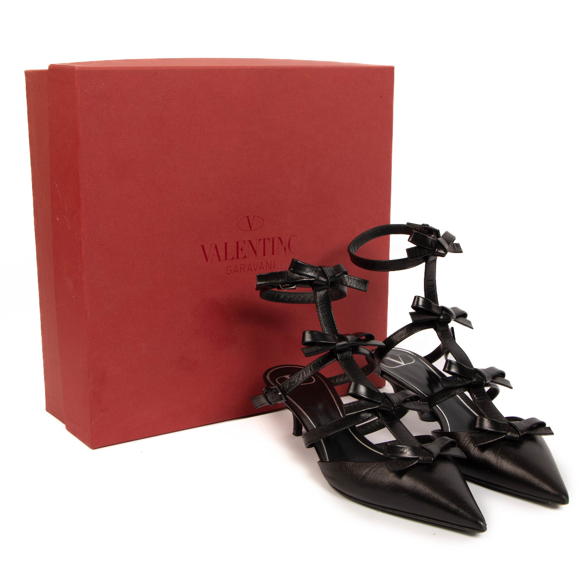 Valentino Garavani Black French Bows Kitten Heels size 38