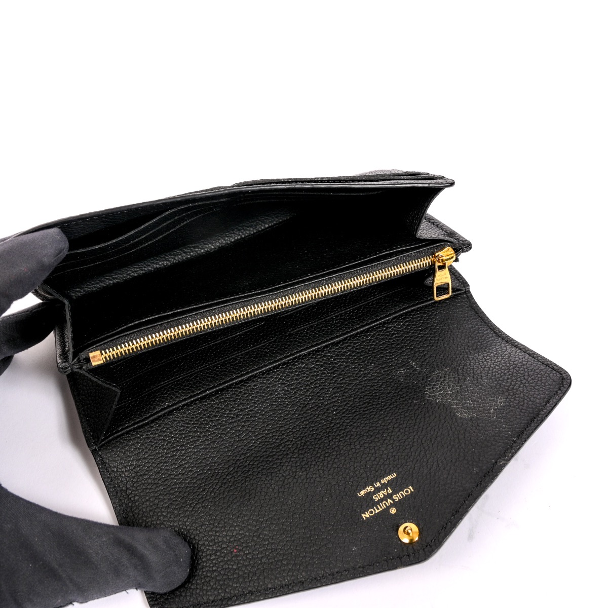 Louis Vuitton Black Monogram Empreinte Leather Sarah Wallet