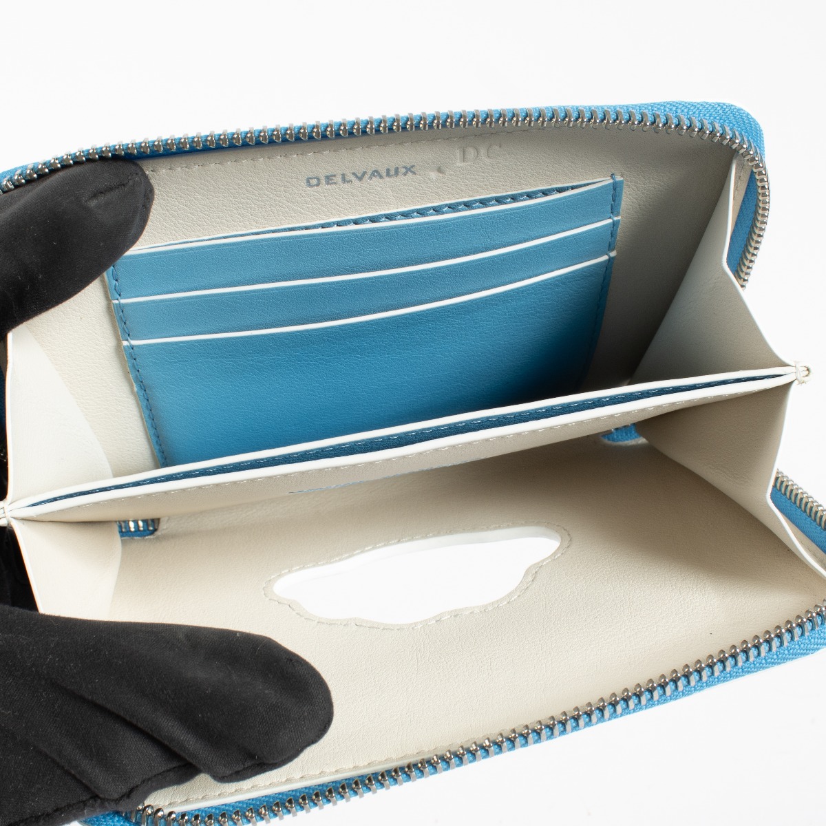 Delvaux Blue The Sensitive Chord Trompe l'Oeil Wallet ○ Labellov