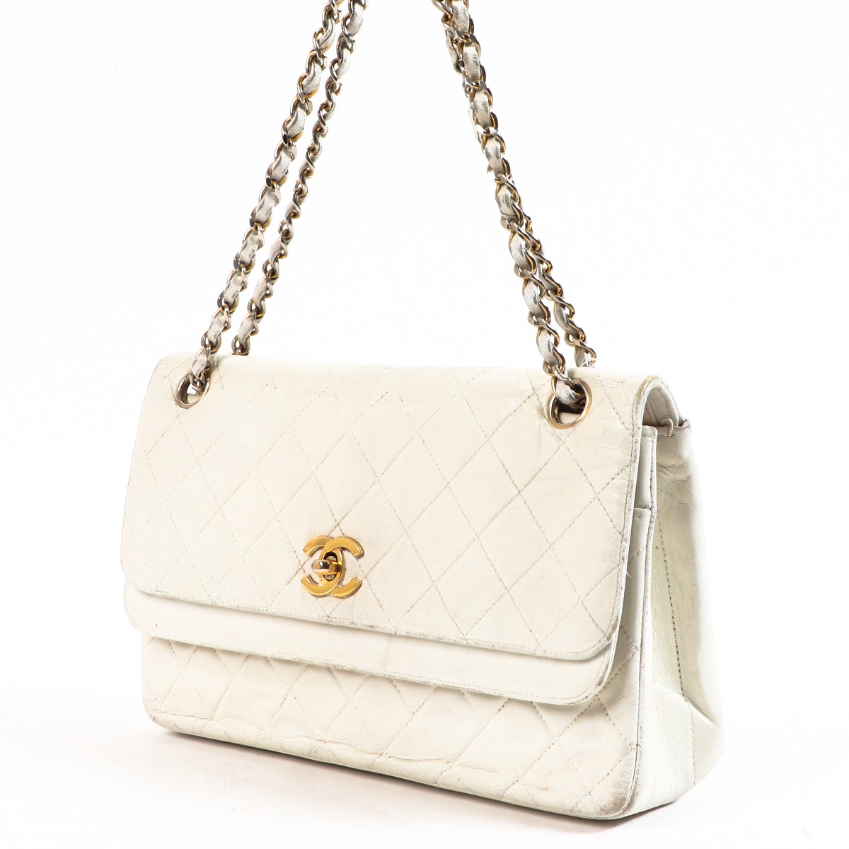 Chanel White Classic Flap Bag Vintage Labellov Buy and Sell Authentic Luxury