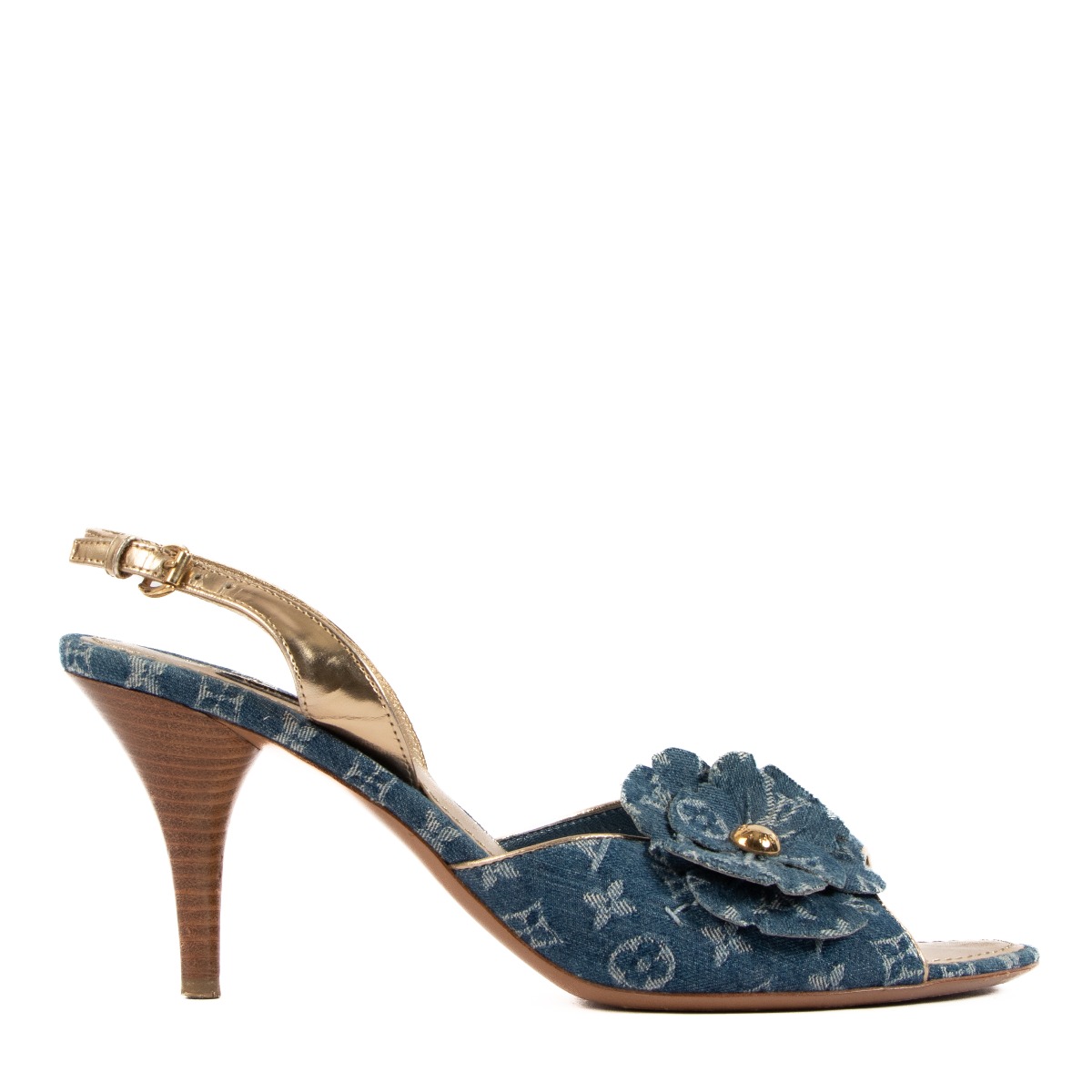 ファッション通販 安い Blue Vuitton Louis Monogram 38.5 Size - Sandals Denim 靴