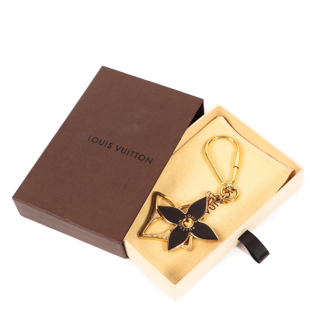Louis Vuitton Brown Monogram Flower Key Chain Golden Dark brown Metal  Plastic ref.424853 - Joli Closet