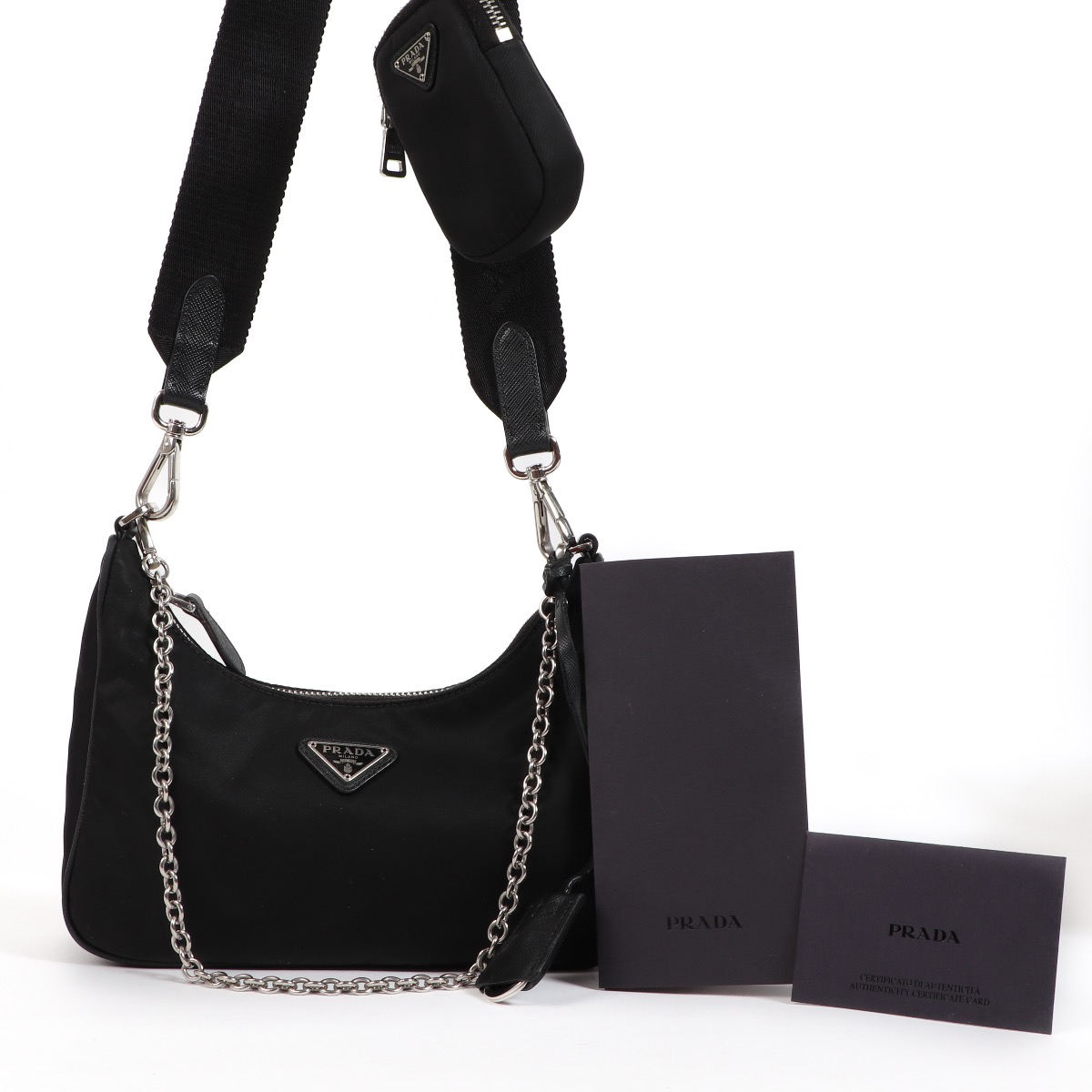 PRADA Re-Edition 2005 ブラックショルダーバッグ ll07788_prada_black_nylon_shou