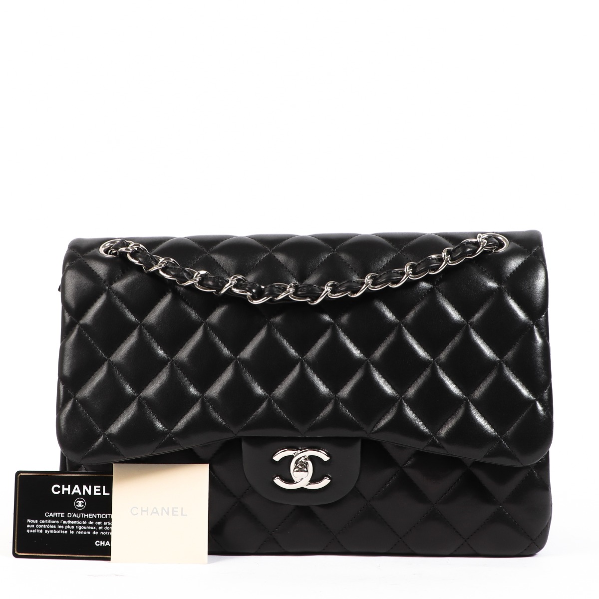 Chanel Black Lambskin Large Classic Flap Bag Labellov Buy and Sell  Authentic Luxury