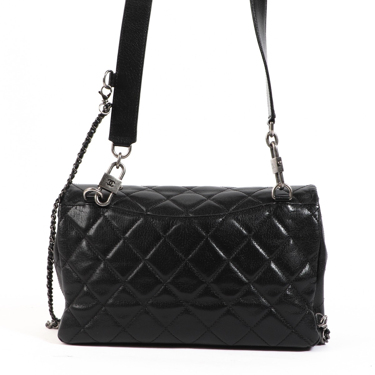 Chanel Black Goatskin Double Carry Flap Bag ○ Labellov