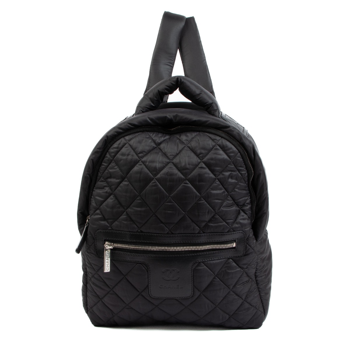 CHANEL Black Quilted Nylon and Leather Coco Cocoon Backpack Bag