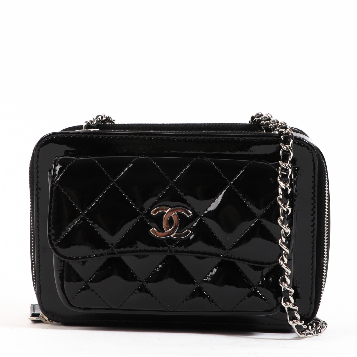Black patent leather cheap cross body bag