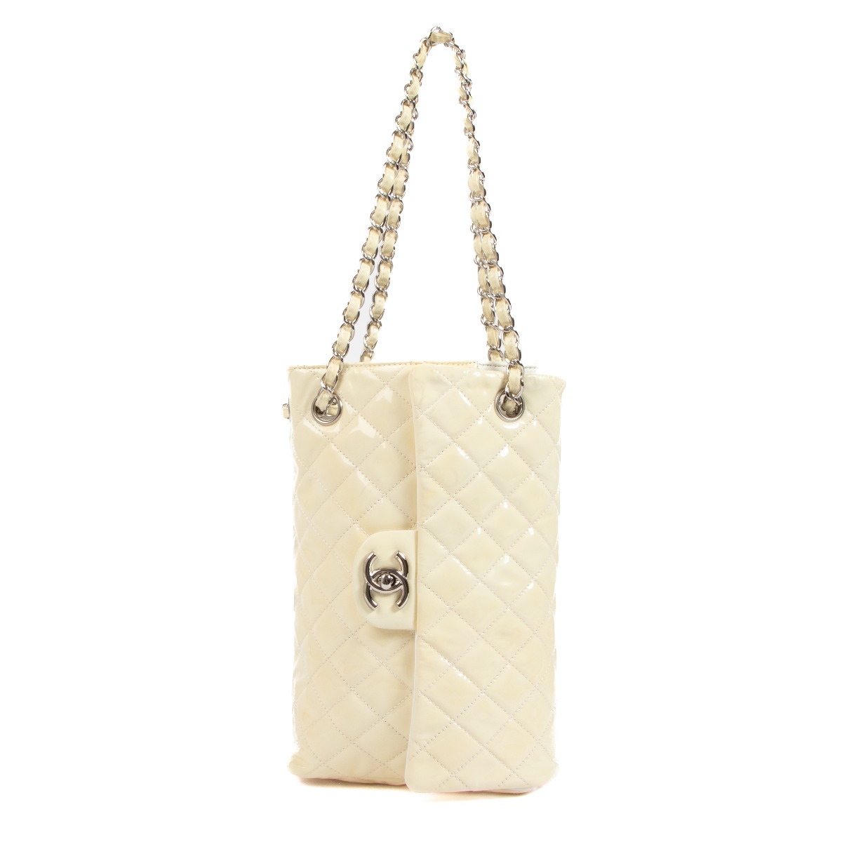 Chanel Beige Patent Leather Classic Flap Bucket Bag Labellov Buy and Sell  Authentic Luxury