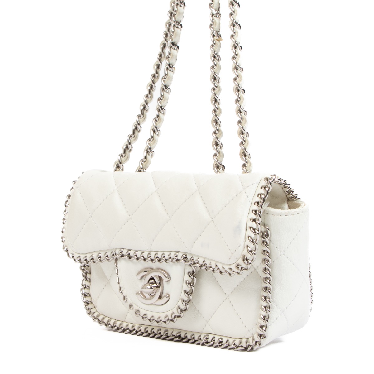 Chanel white chain sale bag