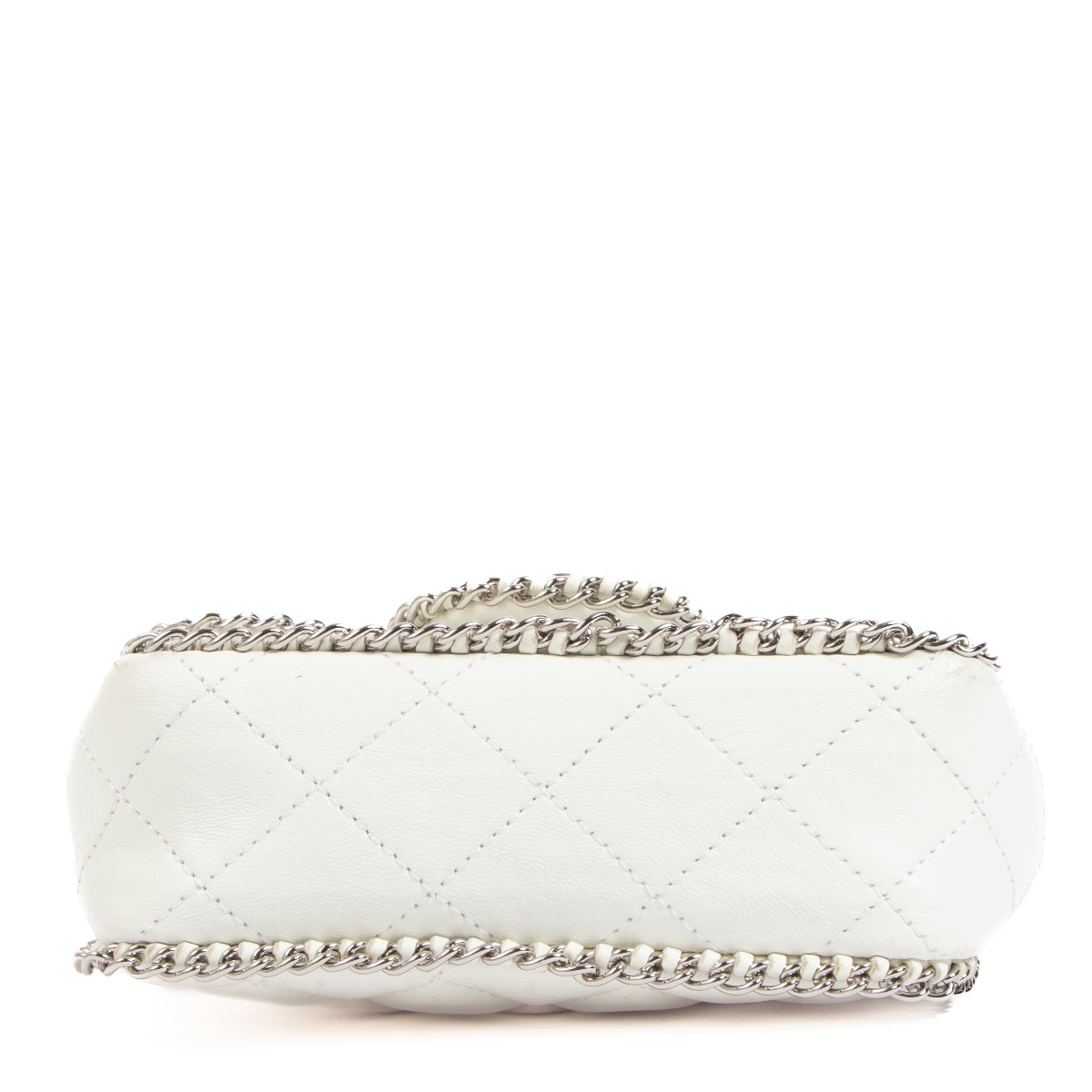 Chanel White Chain Around Micro Classic Flap Bag ○ Labellov