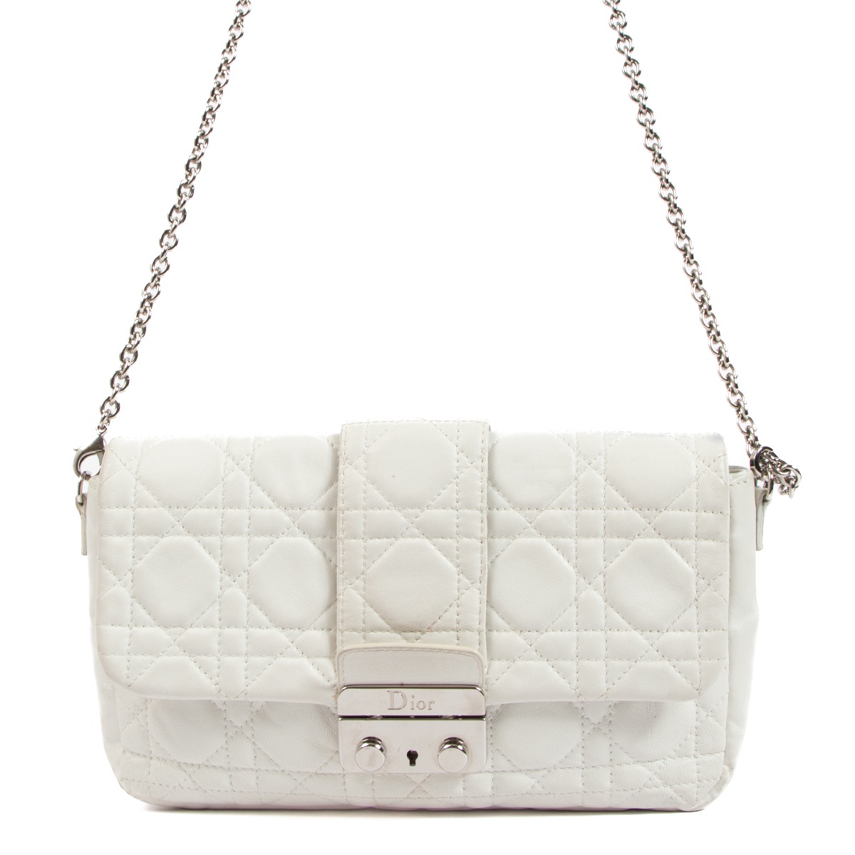 Christian Dior White Lambskin New Lock Pouch Labellov Buy and Sell Authentic Luxury