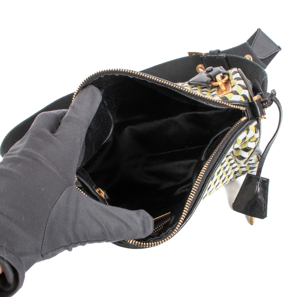 ビッグ割引 Prada Tricolor Labellov ○ Handbag Leather Cubes Perspective 小物