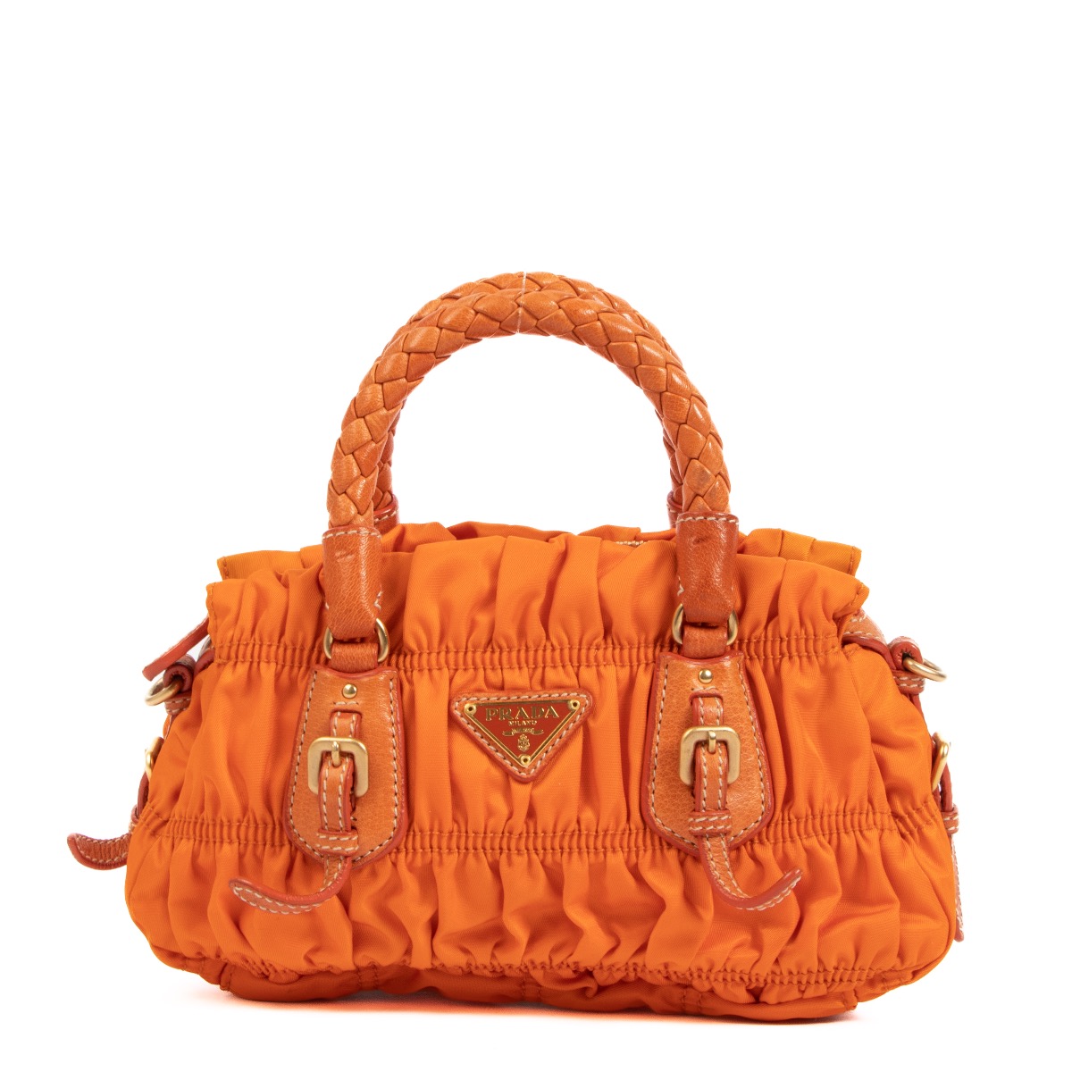 Prada Orange Tessuto Gaufre Nylon Mini Bag Labellov Buy and