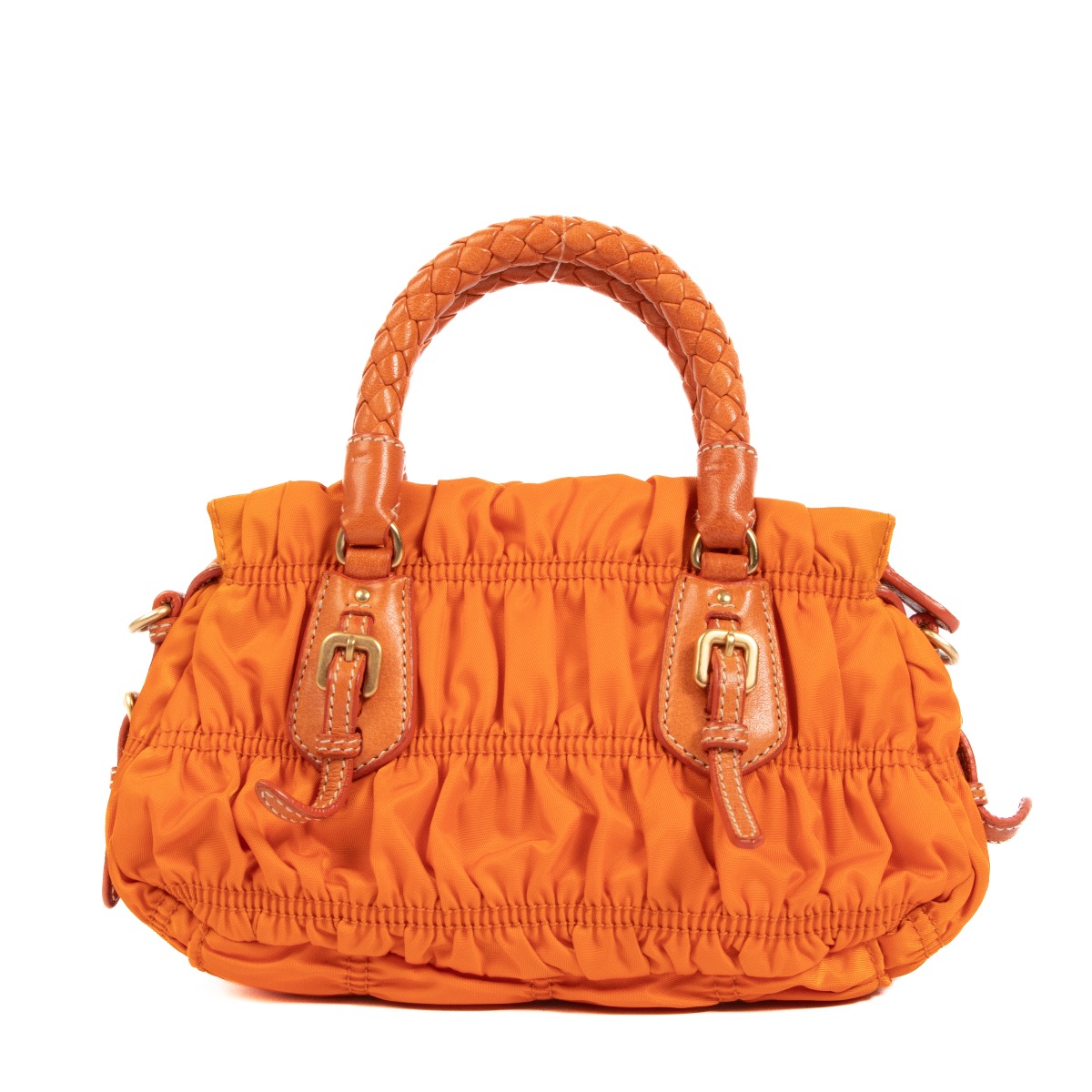 Prada Orange Tessuto Gaufre Nylon Mini Bag ○ Labellov