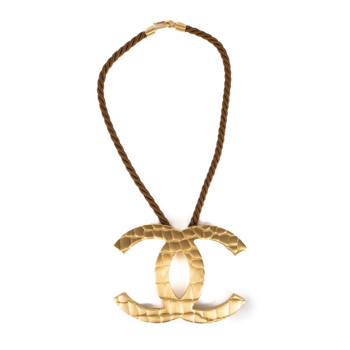 Chanel 07P Gold Metal Oversized Crocodile Print CC Rope