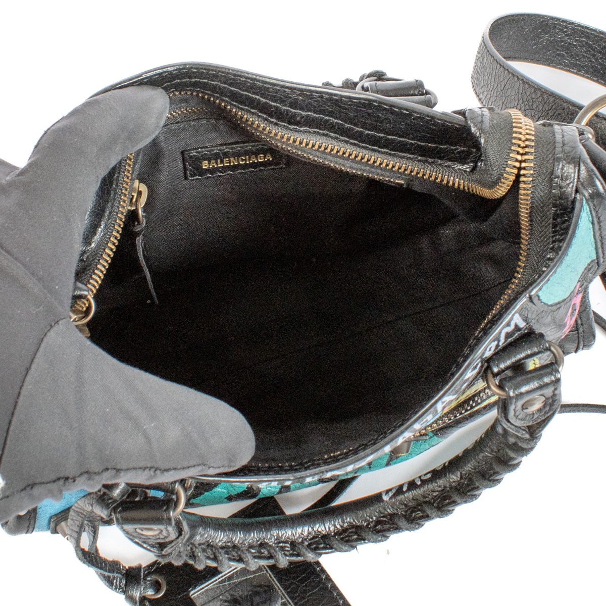 Balenciaga Black Graffiti Arena Mini Classic City Bag