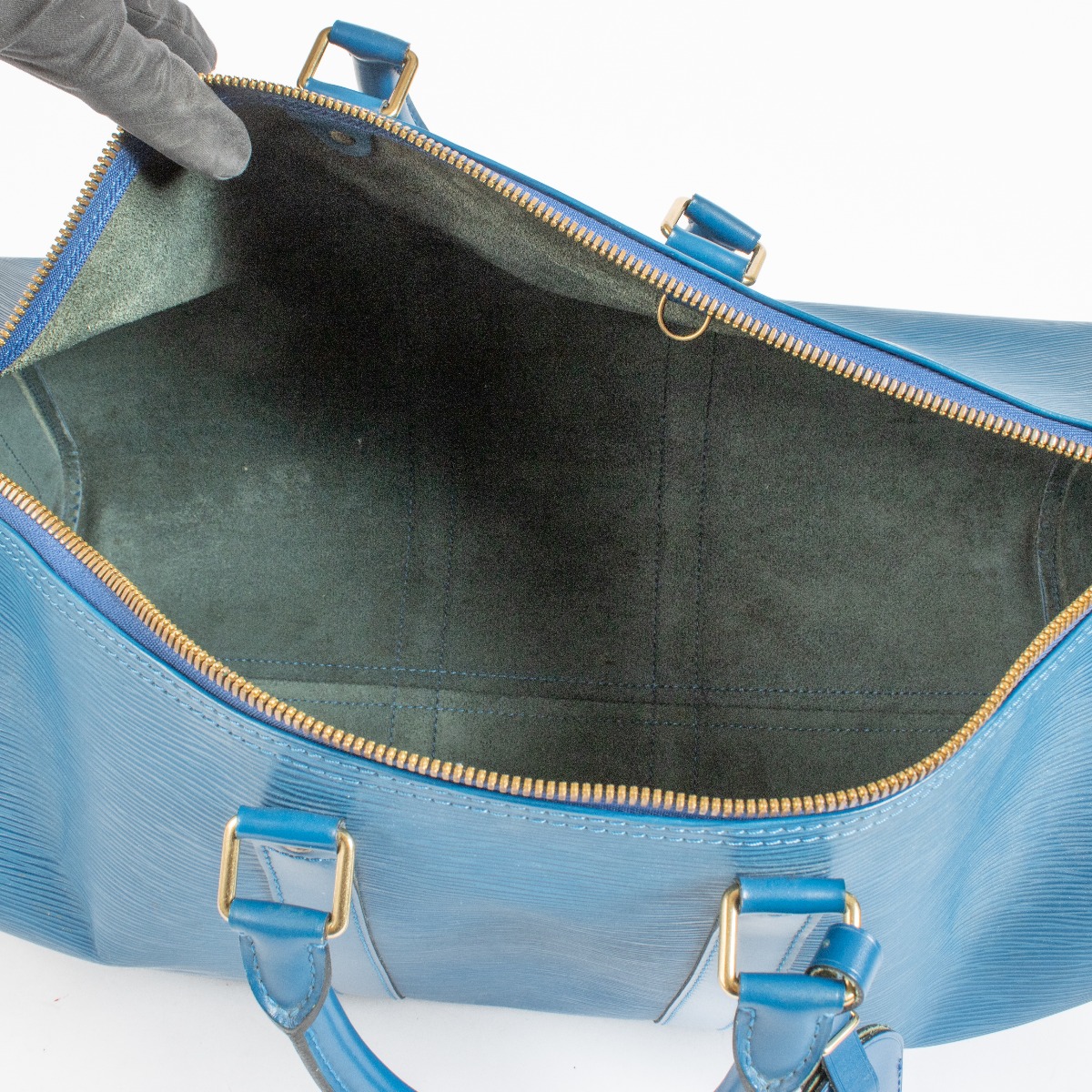 Louis Vuitton Toledo Blue Epi Leather Keepall 45 ○ Labellov