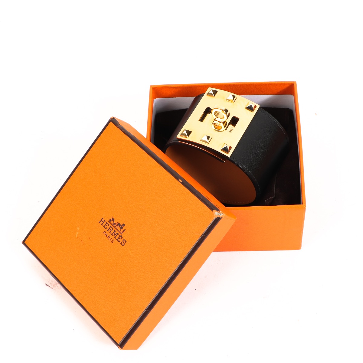 Hermès Black Swift Leather Kelly Dog Extreme Bracelet - size