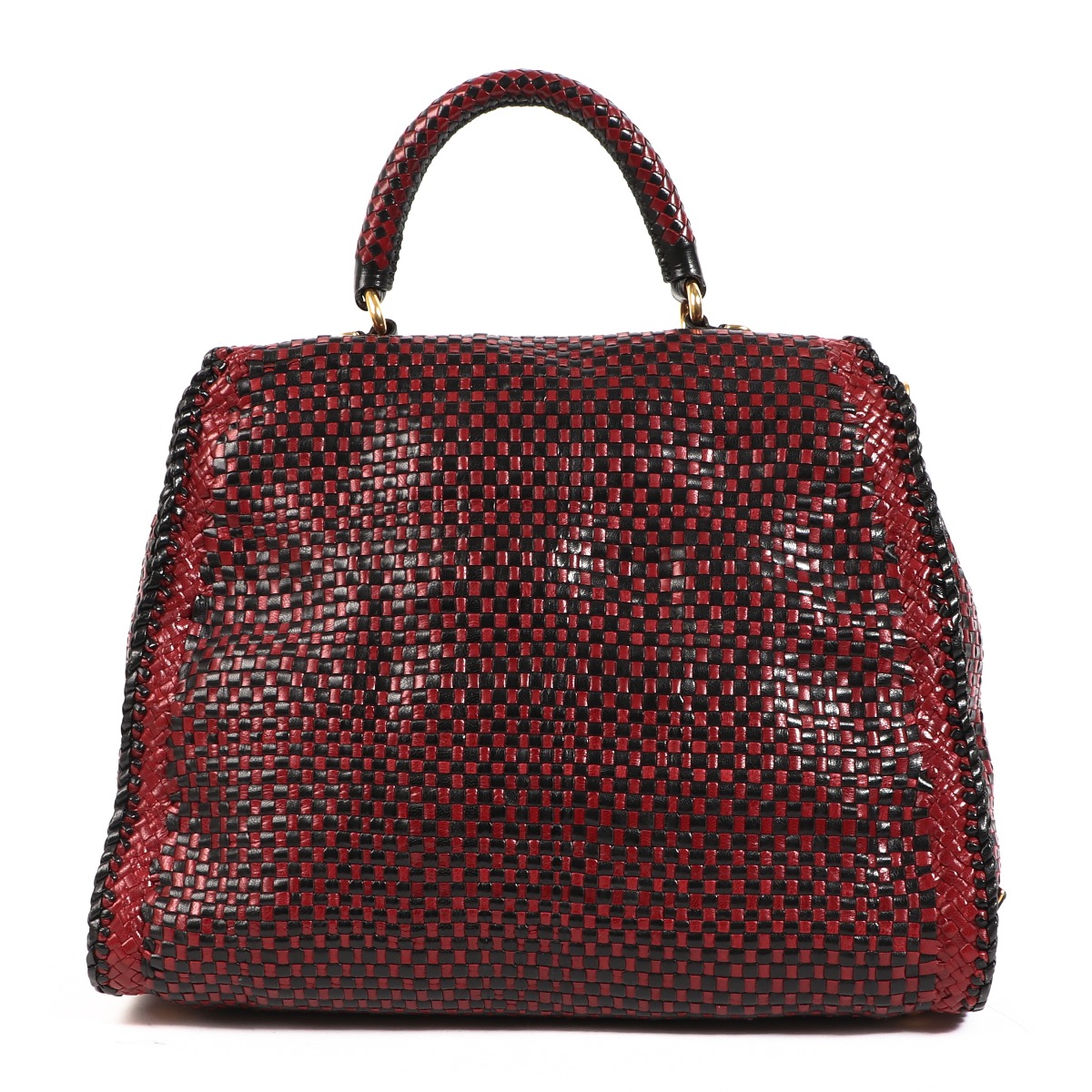 Prada Burgundy Woven Leather Madras Bag ○ Labellov ○ Buy